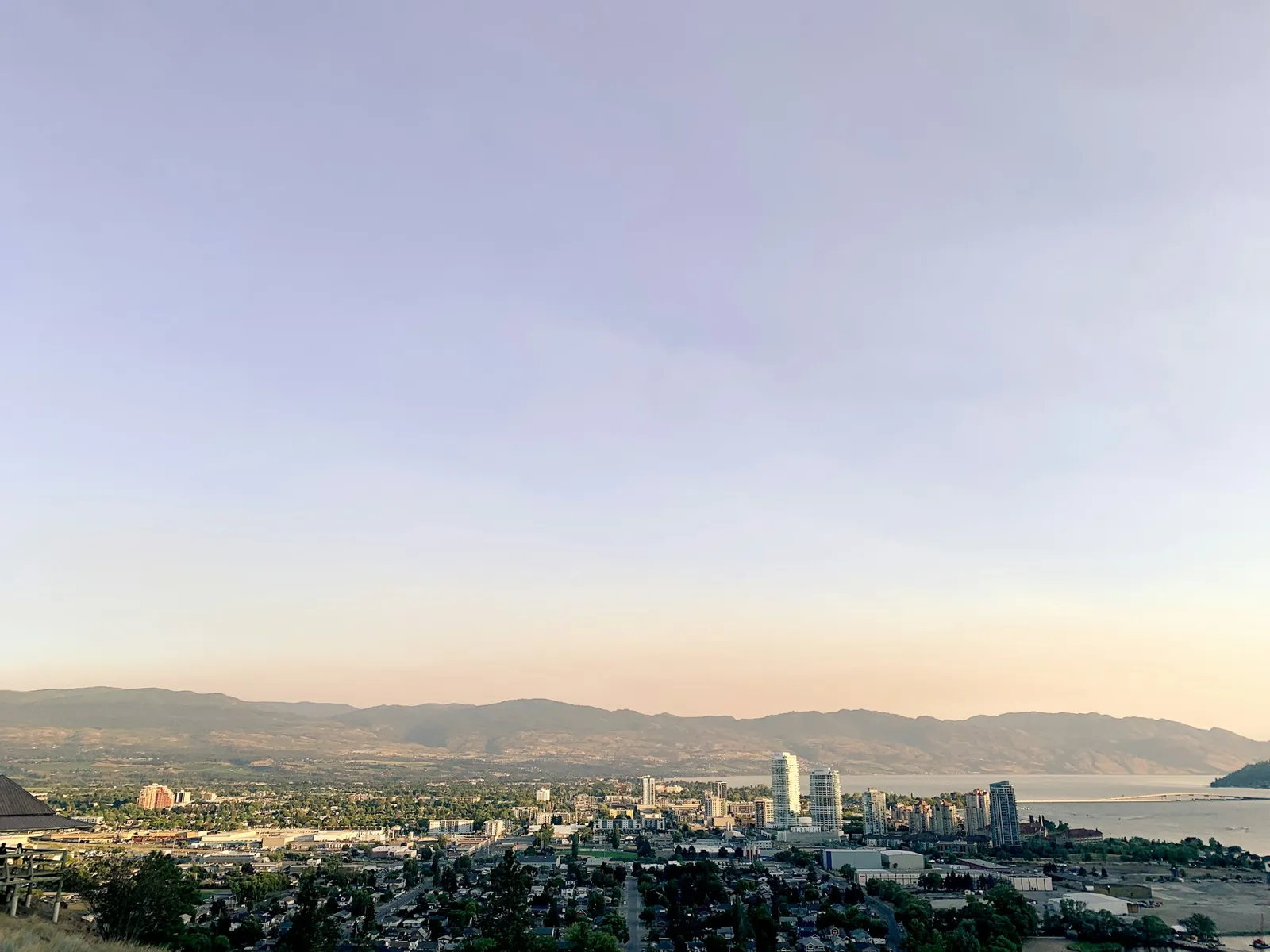 Kelowna and Okanagan Lake at sunset